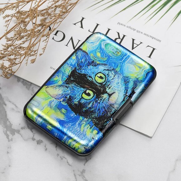 Wallet Credit Cards Holder Blue Cat - Picture 7 of 7